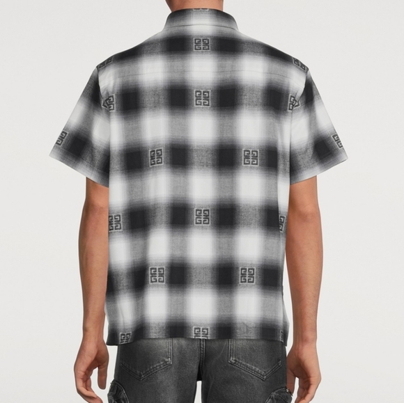 GIVENCHY 4G Motif Plaid Print Short Sleeve Shirt - Picture 2 of 8